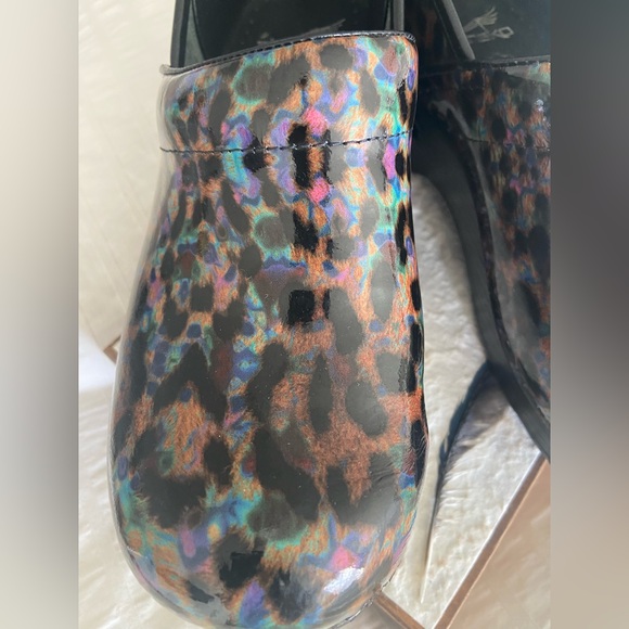 Dansko Multicolor Print Comfort Slip-on Clog Patent Leather Shoe - Picture 5 of 8